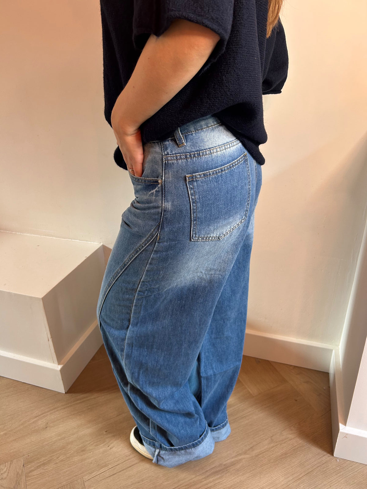 Navy wide leg jeans
