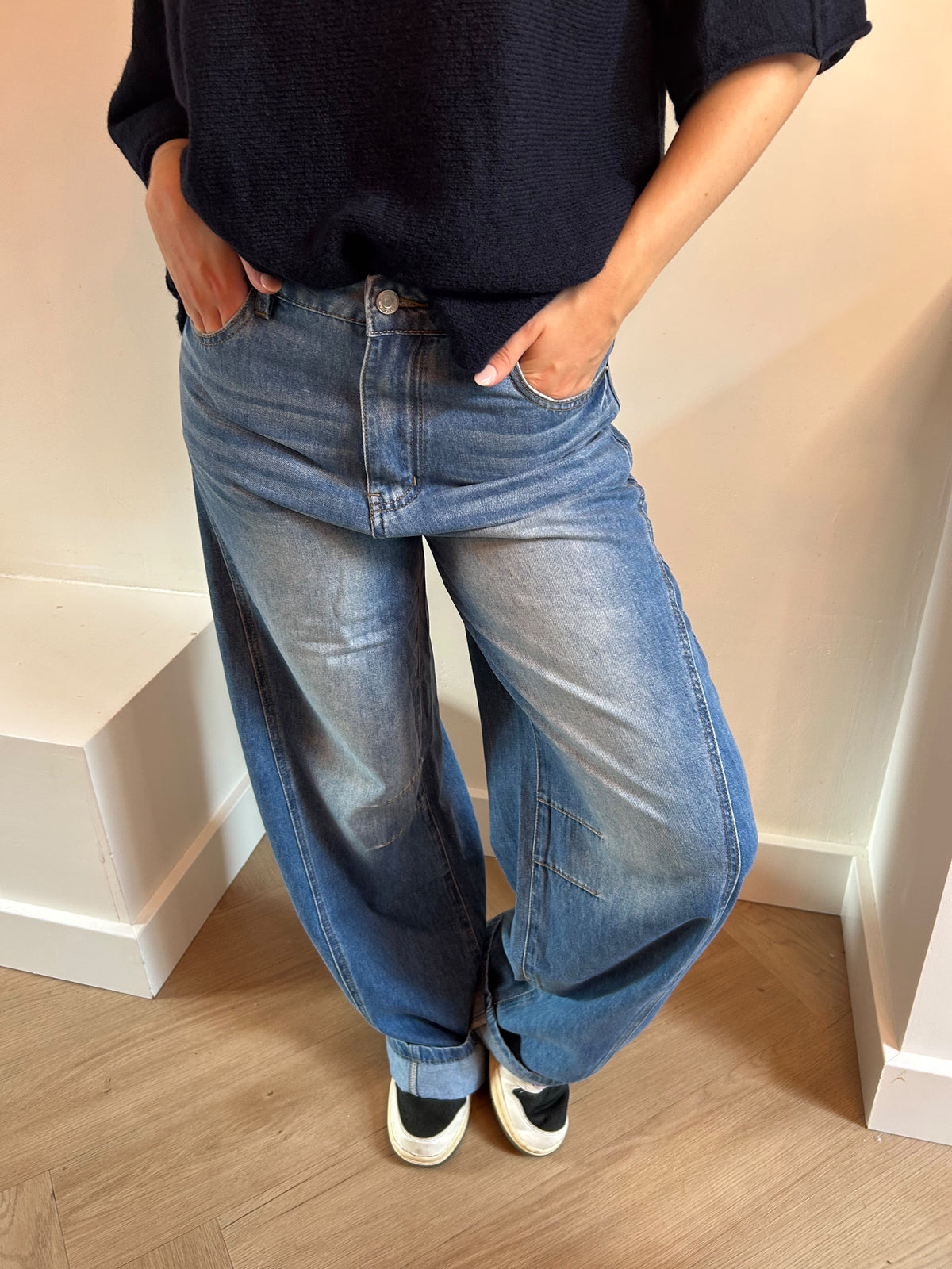 Navy wide leg jeans