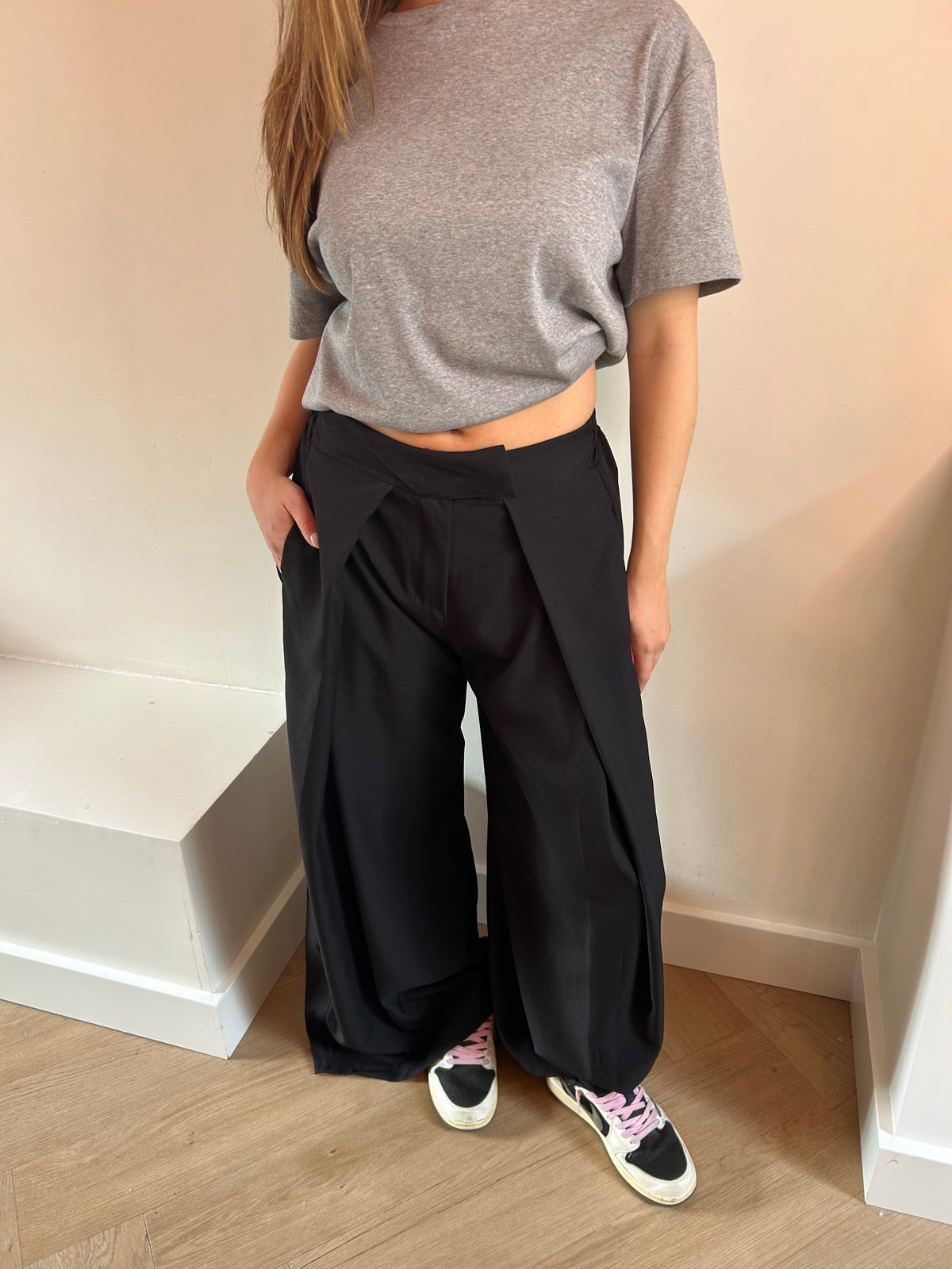 Zwarte Wide Leg Pantalon