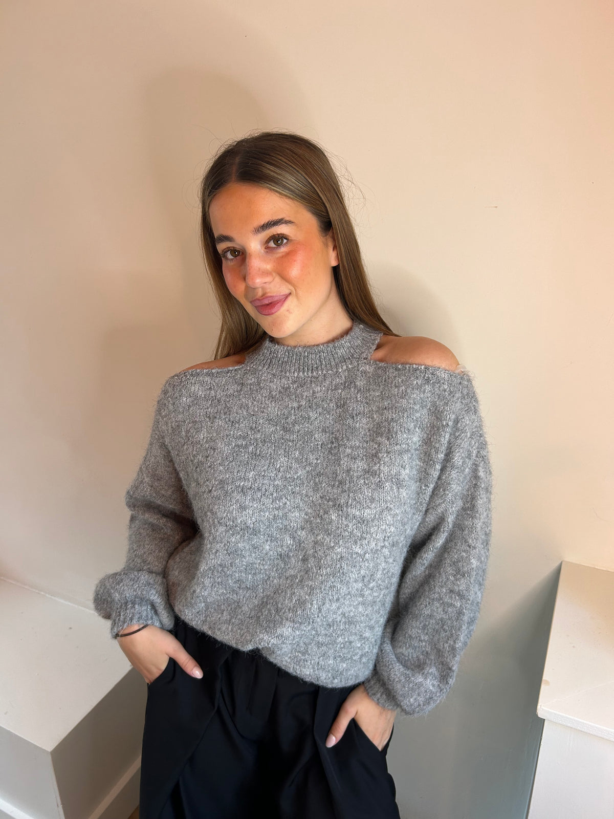 Mila open shoulder knit